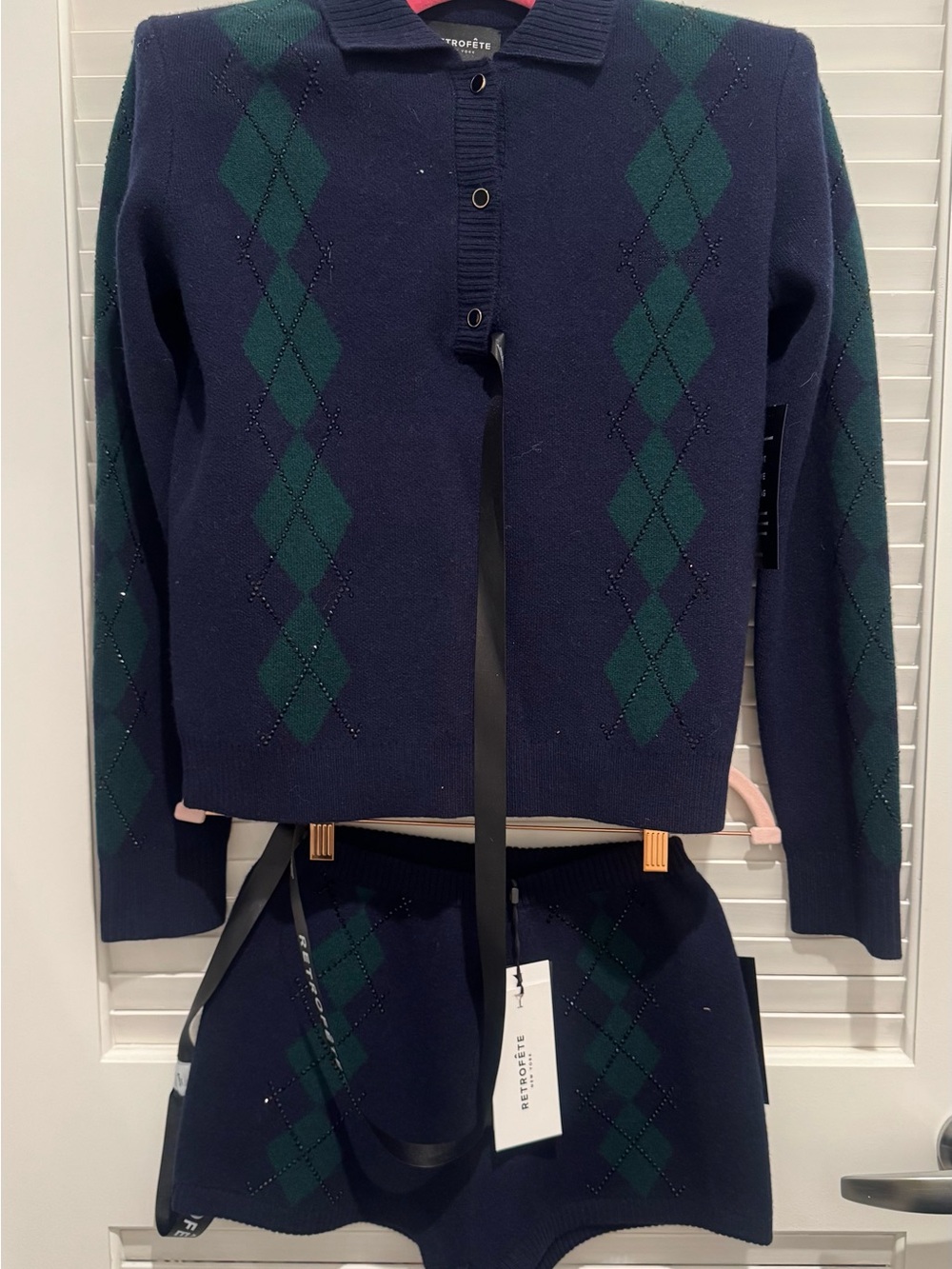 Retrofete polo and short set Navy & Green - Picture 4 of 8